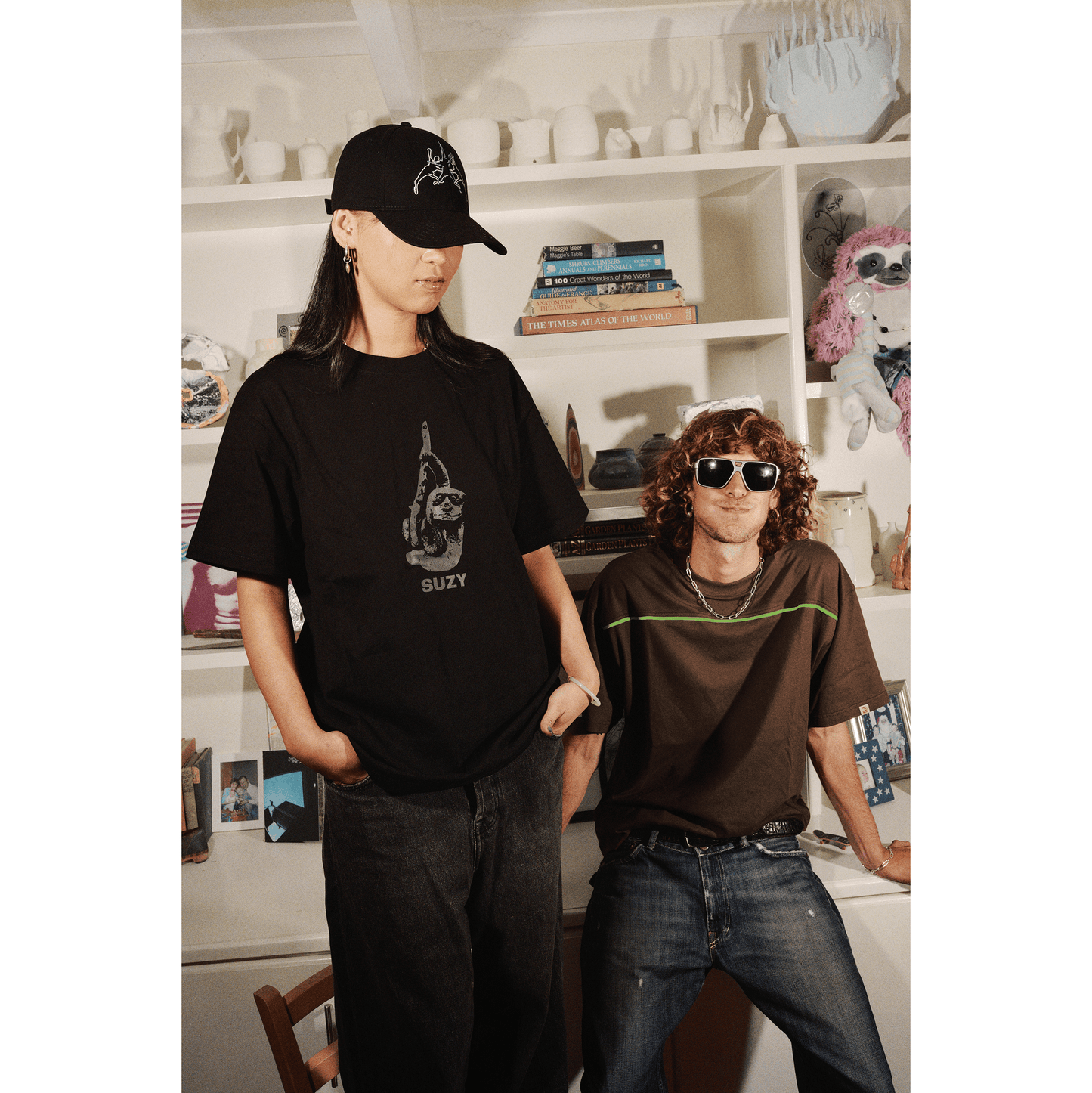 piping t-shirt — brown